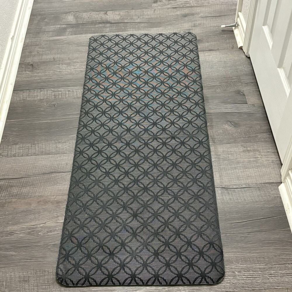 Kitchen Mat Cushioned Anti Fatigue PVC Memory Foam 19x48" Gray Geometric Lattice